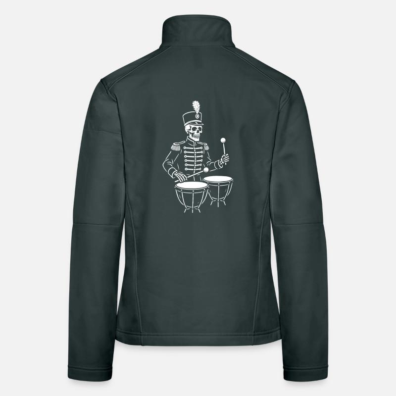 Skeleton Drummer in Parade Uniform Women's Softshell Jacket