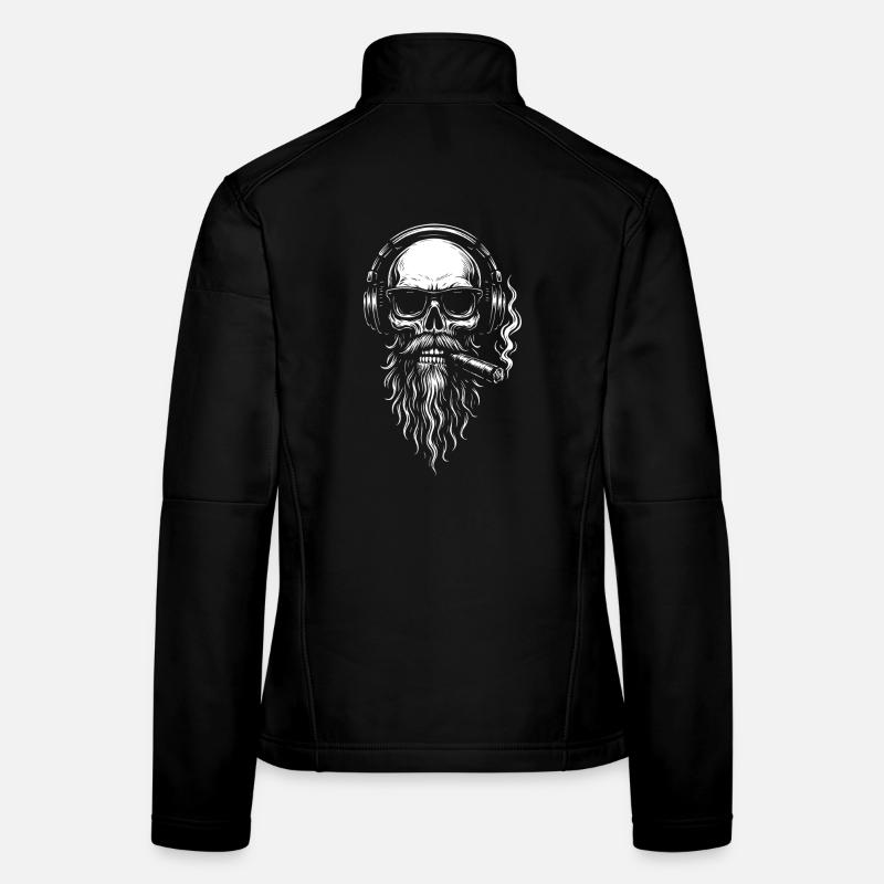 Crâne monochrome DJ avec barbe Veste en tissu softshell Femme