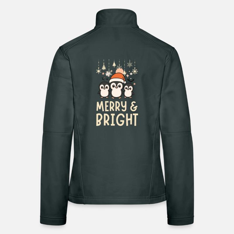 Cute and Bright Penguin Pattern Women's Softshell Jacket