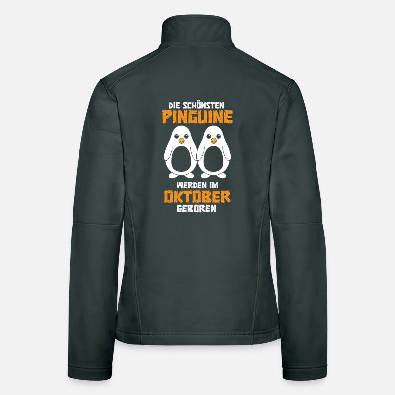 Anniversaire d’octobre : le manchot dit drôle Veste en tissu softshell Femme