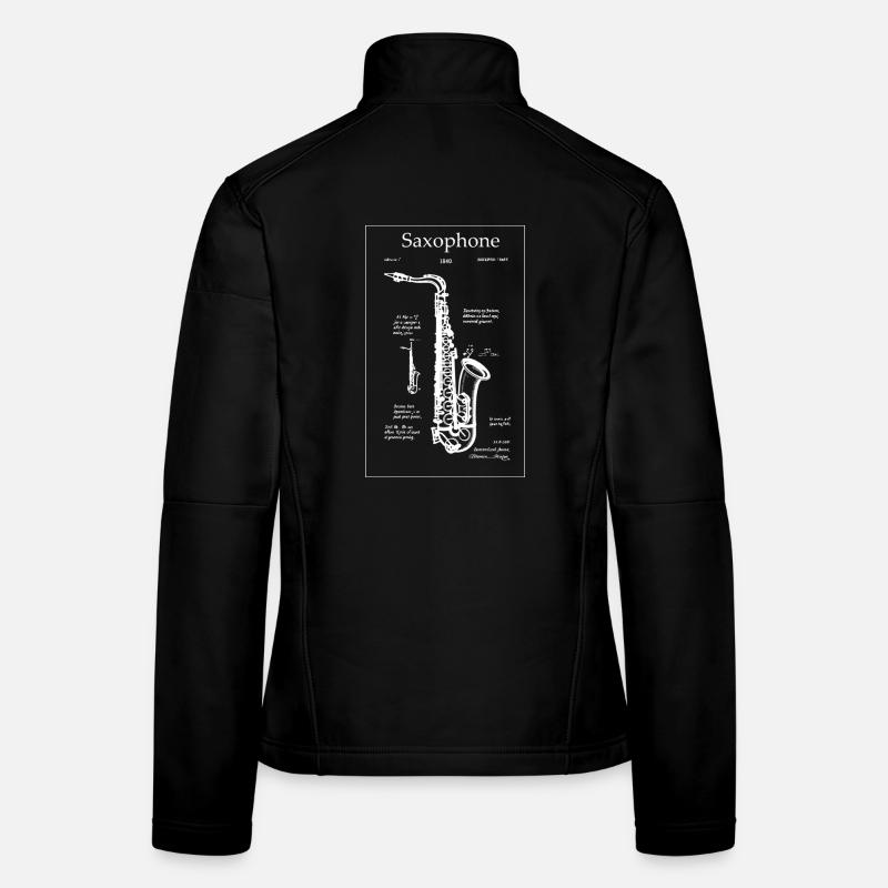 Plan de saxophone noir Veste en tissu softshell Femme