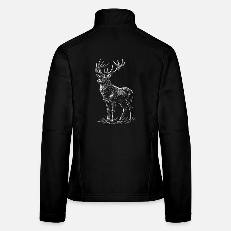 Silhouette de cerf blanc avec bois Veste en tissu softshell Femme