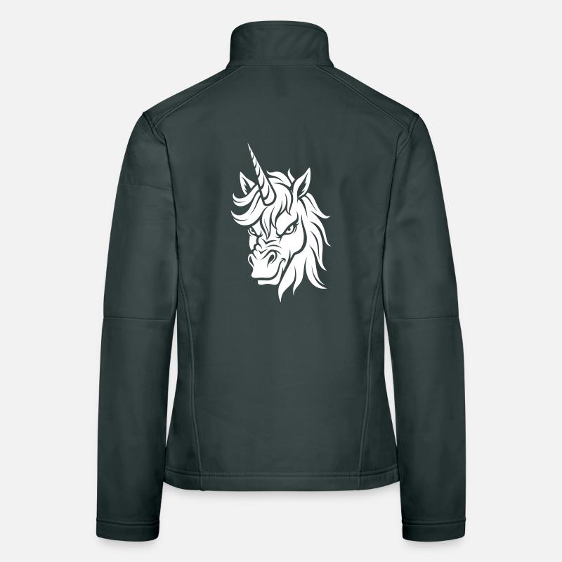 Evil Unicorn – Unicorn Head Black & White Women's Softshell Jacket
