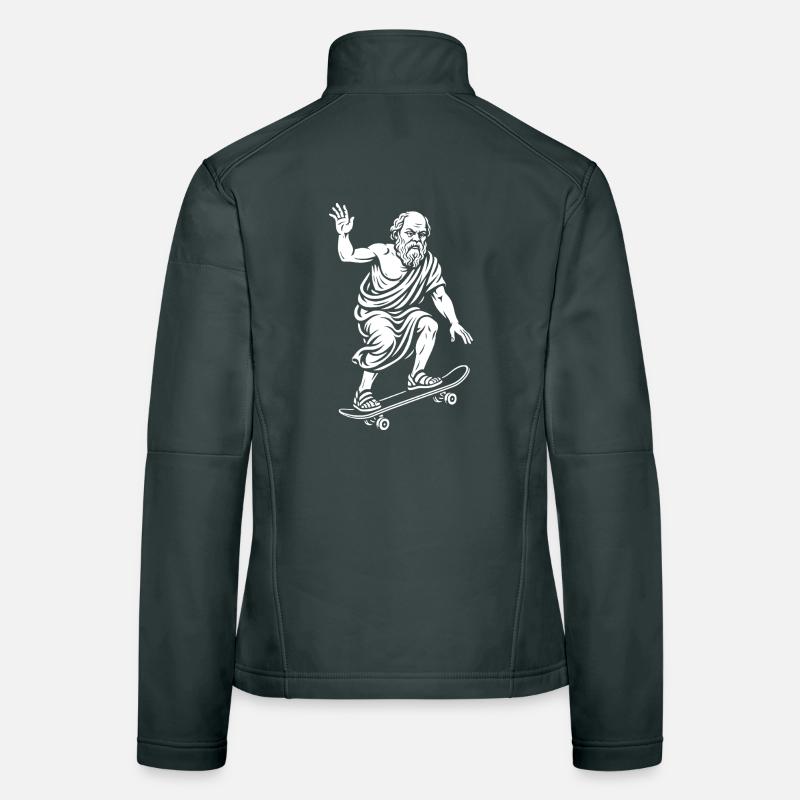 Ancient Philosopger Socrates on a Skateboard Women's Softshell Jacket