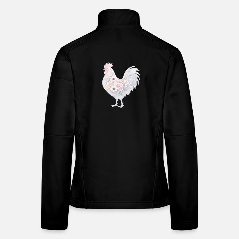 Peinture florale à l’aquarelle du coq Veste en tissu softshell Femme