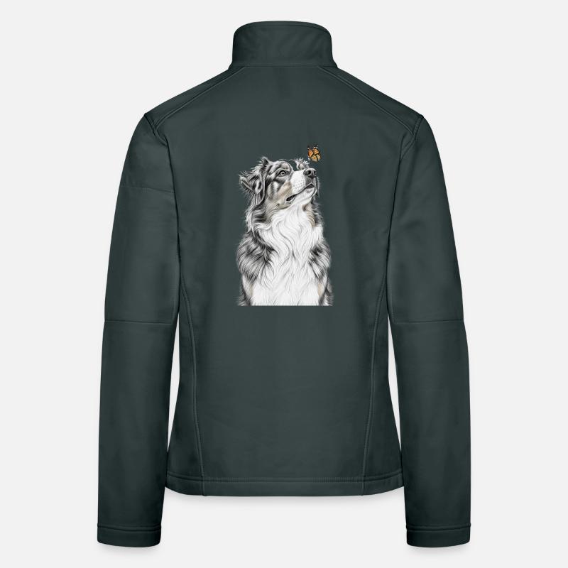 Aussie blickt Schmetterling Australian Shepherd Frauen Softshelljacke