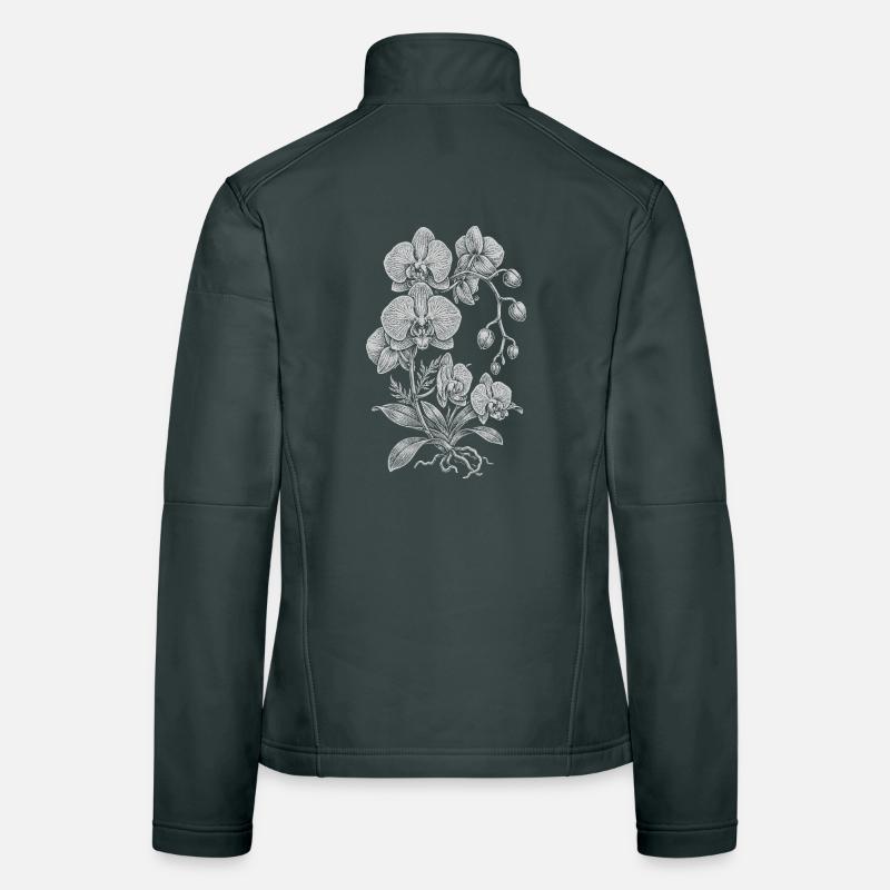 Orchidée Linework Silk Floral Veste en tissu softshell Femme