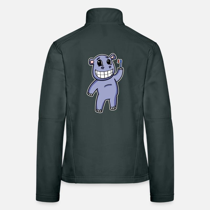 Hippo with toothbrush Women's Softshell Jacket