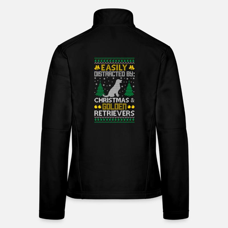 Easily Distracted Golden By Retriever Ugly Sweater Frauen Softshelljacke