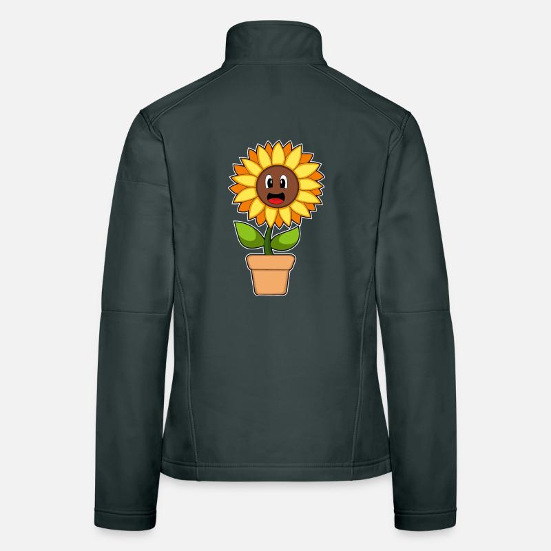 Fleur pot Fleurs de tournesol Veste en tissu softshell Femme