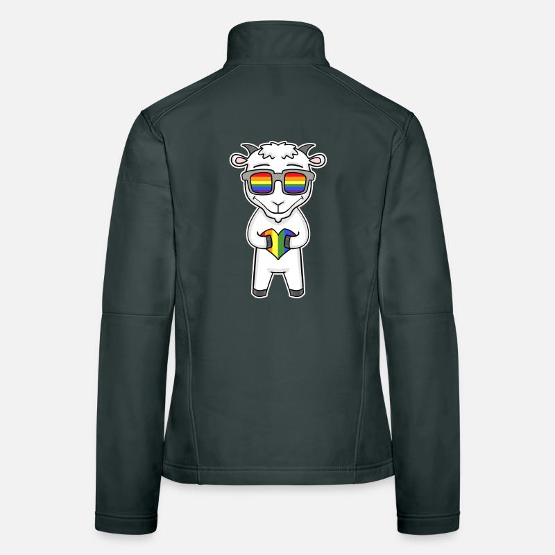Rainbow - goat with glasses and heart Women's Softshell Jacket