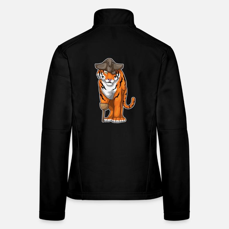 Tiger Pirate Coup de jambe en bois Veste en tissu softshell Femme