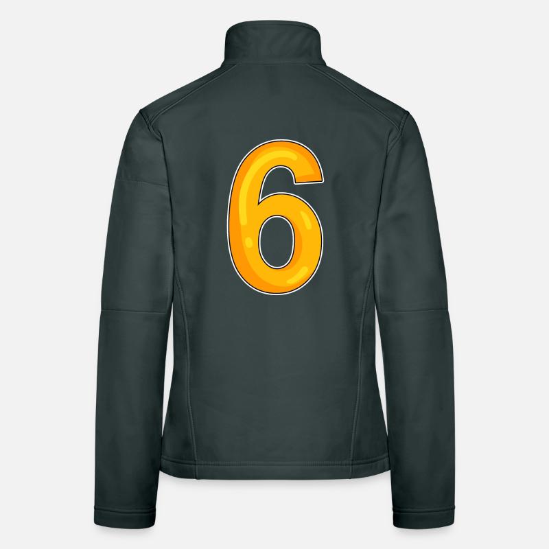 Zahl 6 Nummer Frauen Softshelljacke