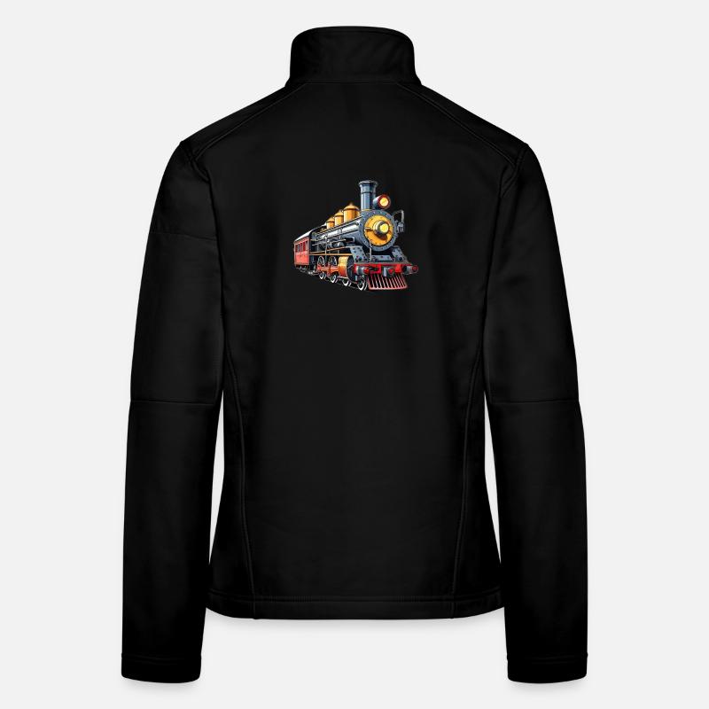 Nostalgie du dessin animé Steam Train Veste en tissu softshell Femme