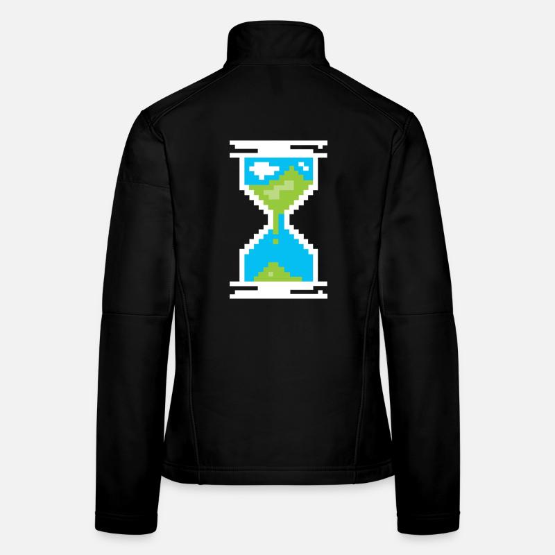 Pixel Sanduhr Symbol -Landschaft der Erde Frauen Softshelljacke