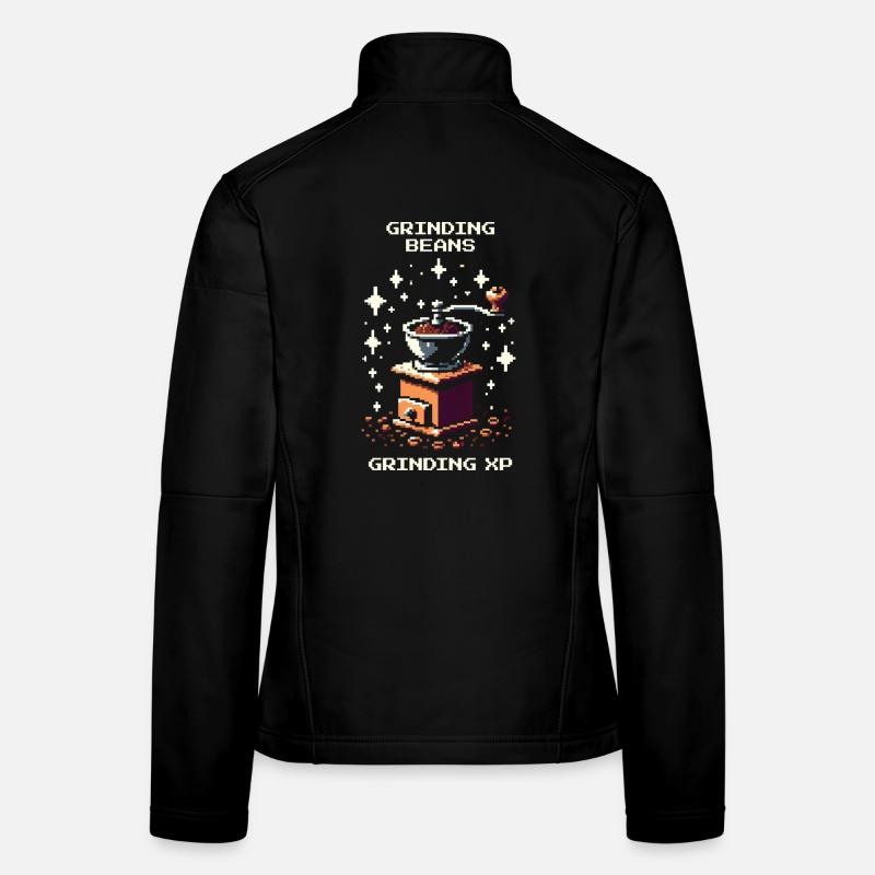 Bohnen mahlen, XP sammeln | Kaffee Barista Frauen Softshelljacke
