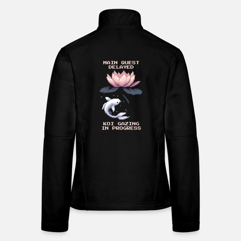 Main Quest Delayed | Koi Viewing Zen Pond Women's Softshell Jacket