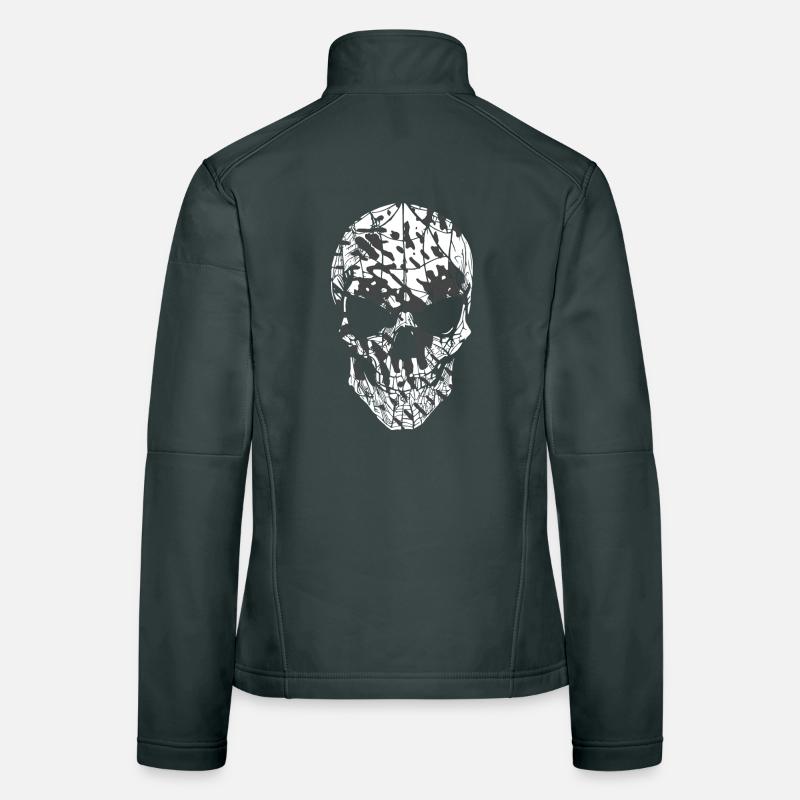Skull Camouflage Pattern Black White Women's Softshell Jacket