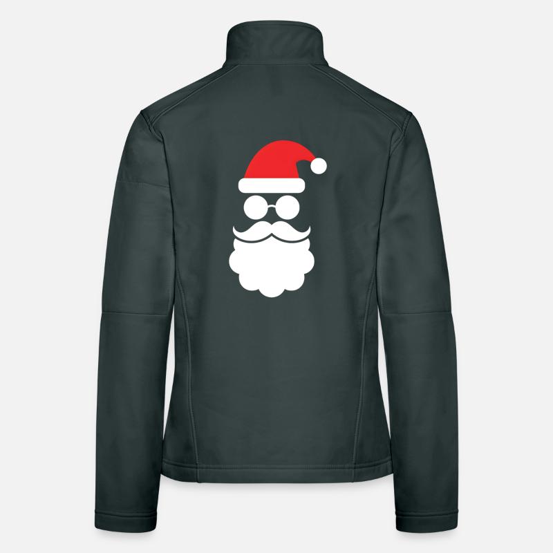 Santa Claus with Beard Minimal Head Design Women's Softshell Jacket