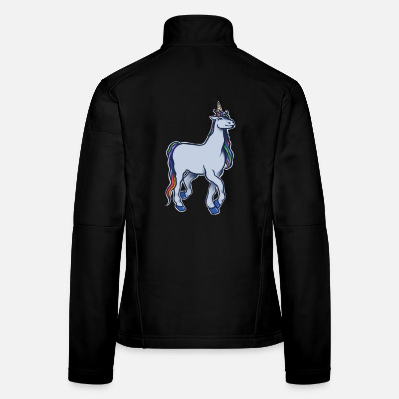Pastell-Regenbogeneinhorn Frauen Softshelljacke