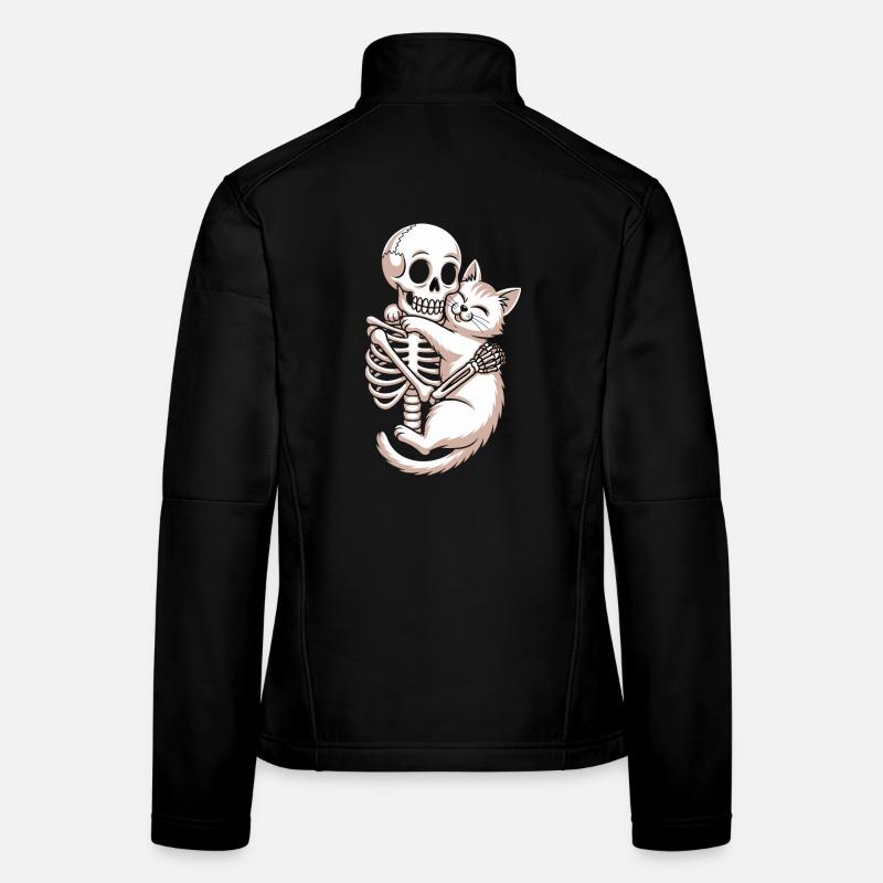 Squelette et câlin de chat adorent l’humour Veste en tissu softshell Femme