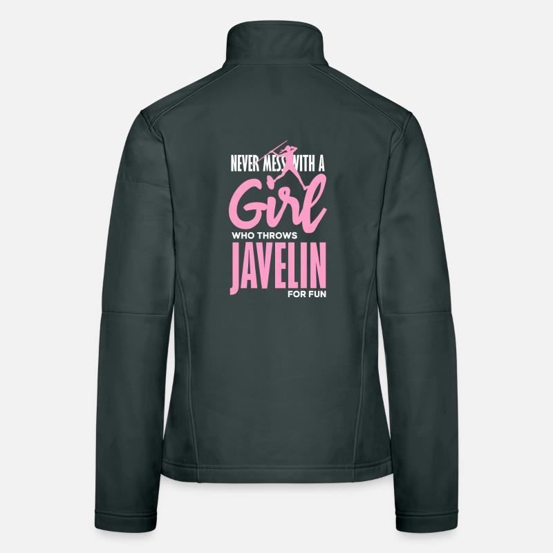 Javelin thrower with fun statement Women's Softshell Jacket