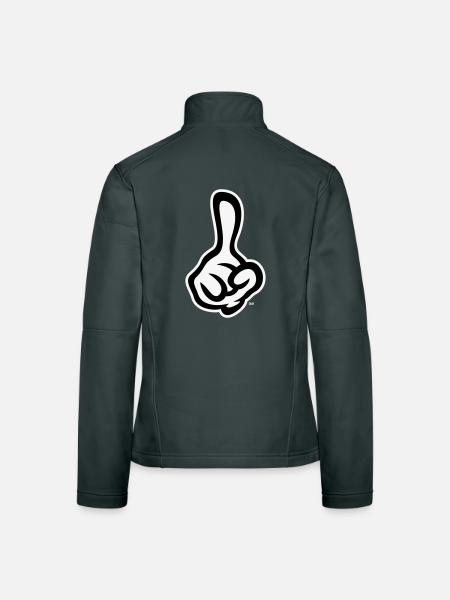 Erhobener Zeigefinger (Finger / Rechte Hand NEG2C) - Frauen Softshelljacke - Schwarz - Hinten