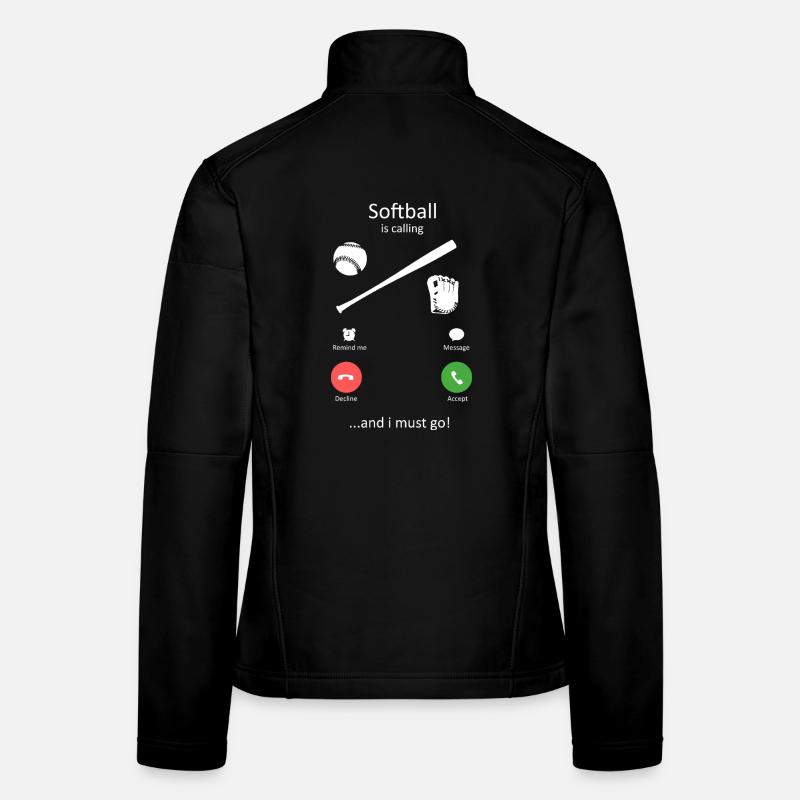 Softball Is Calling Funny Phone Screen Design Women's Softshell Jacket