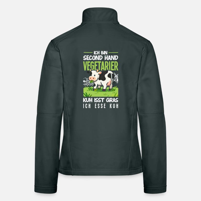 Second Hand Vegetarier Kuh Isst Gras Fleisch Frauen Softshelljacke