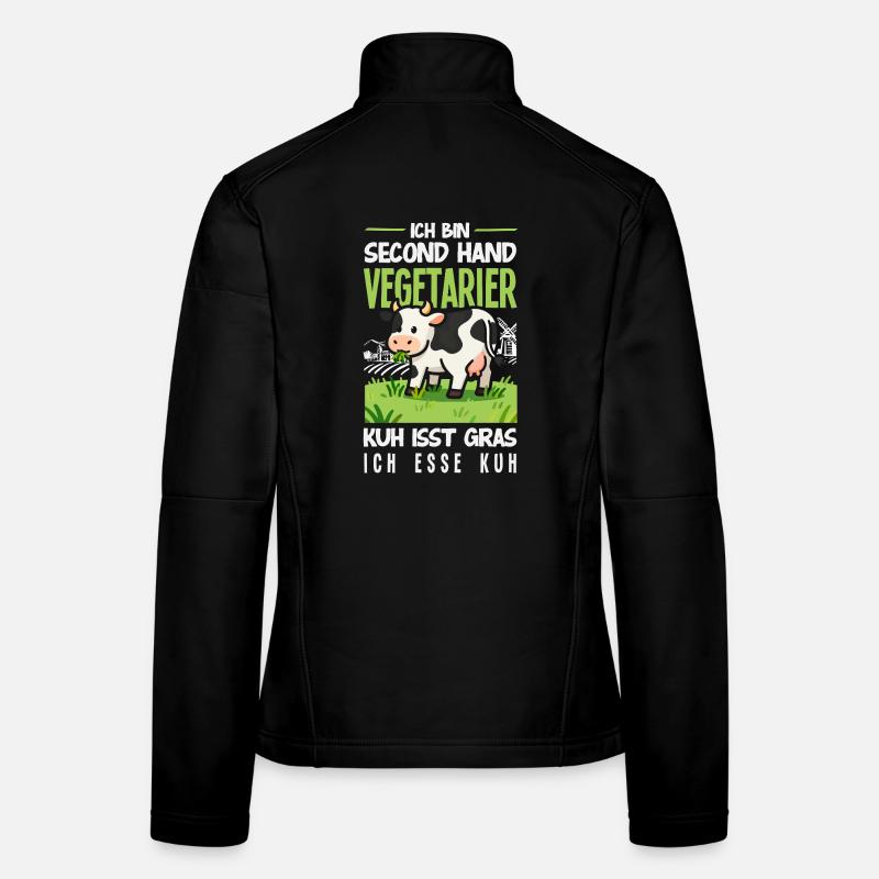 Second Hand Vegetarier Kuh Isst Gras Fleisch Frauen Softshelljacke
