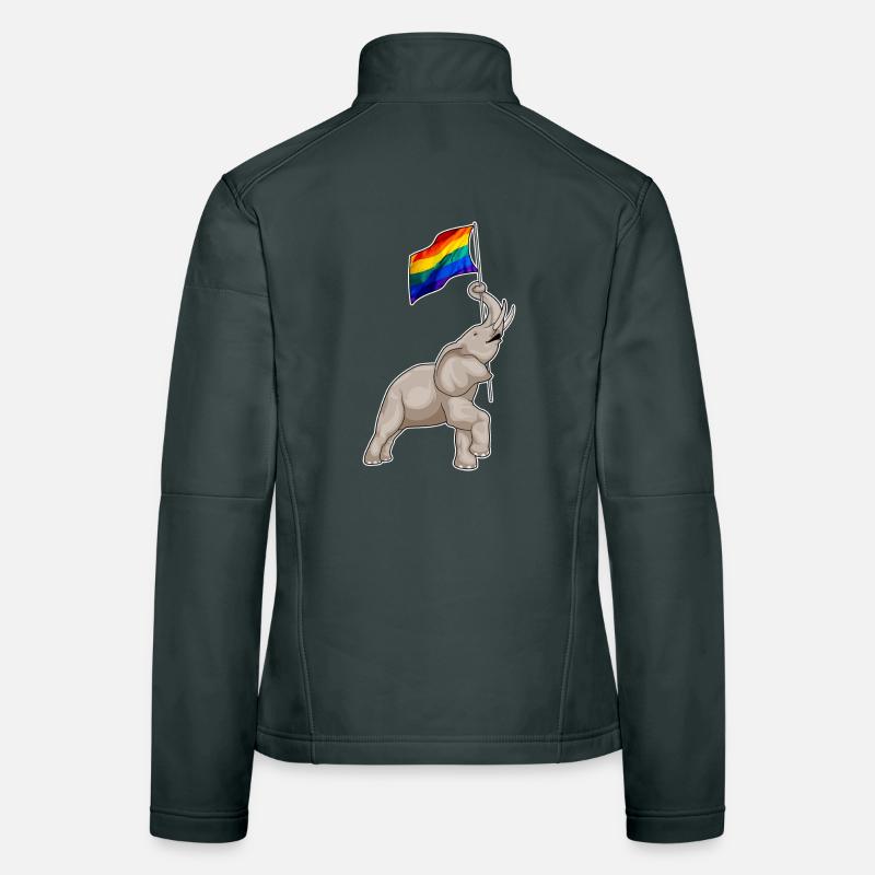 Drapeau arc-en-ciel de l’éléphant Veste en tissu softshell Femme
