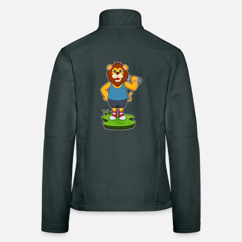 Lion Bodybuilder Dumbbell Bodybuilding Veste en tissu softshell Femme