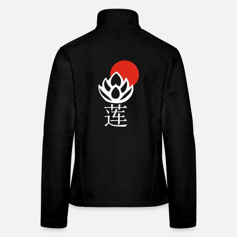 Lotus blanc et soleil rouge Veste en tissu softshell Femme