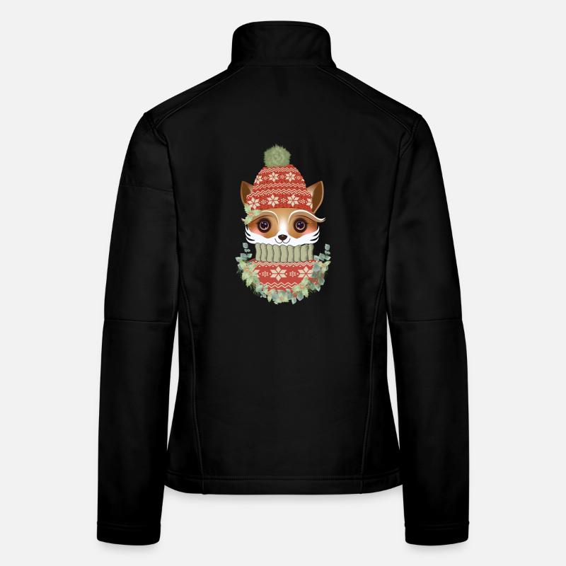 renard mignon avec pull, bonnet et couronne Veste en tissu softshell Femme