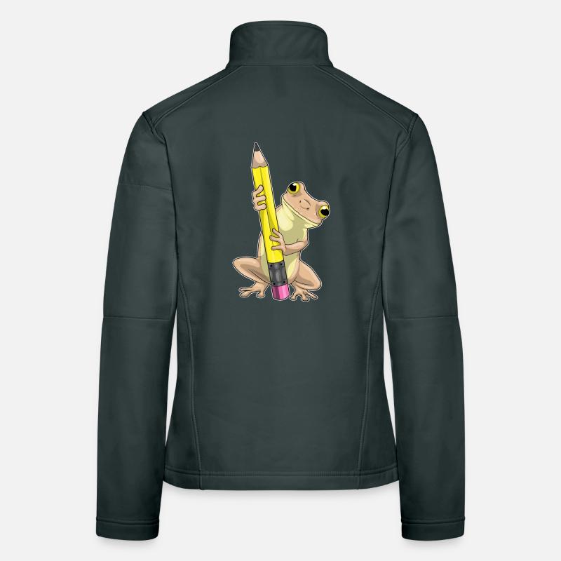 Grenouille élève crayon école Veste en tissu softshell Femme