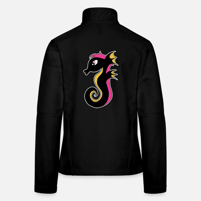 Hippocampe néon en fleurs Veste en tissu softshell Femme