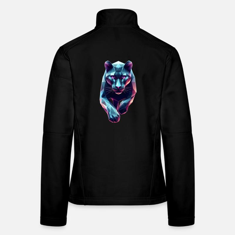 Blauer Panther Geometrisches Origami 3D - Frauen Softshelljacke - Schwarz