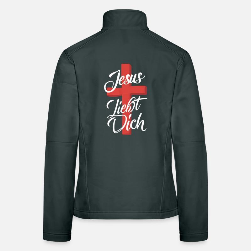 Conception de la croix de Jésus t’aime Veste en tissu softshell Femme