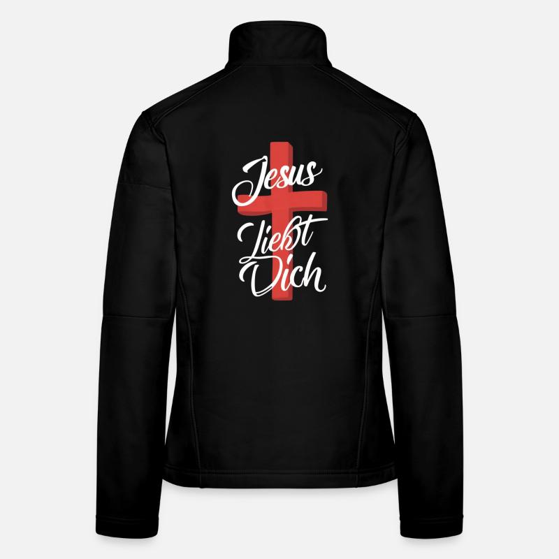 Jesus Loves You Cross Design Women's Softshell Jacket