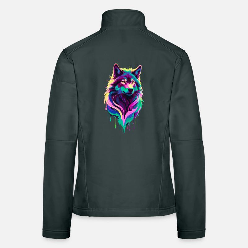 Colorful Wolf Graffiti Wolf Head Women's Softshell Jacket