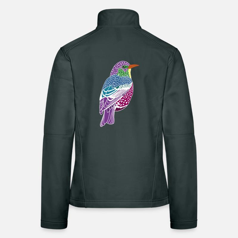 Oiseau multicolore Veste en tissu softshell Femme