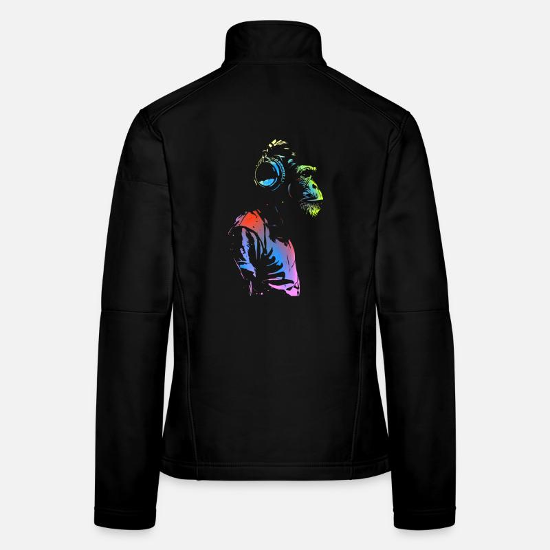 Singe avec des écouteurs 🎧 Veste en tissu softshell Femme