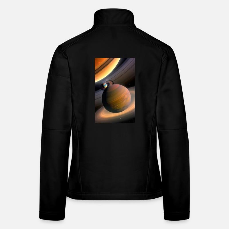 Celestial Ringed Planets Artwork Women's Softshell Jacket