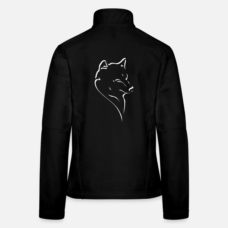 Silhouette de loup minimaliste dessin au trait Veste en tissu softshell Femme