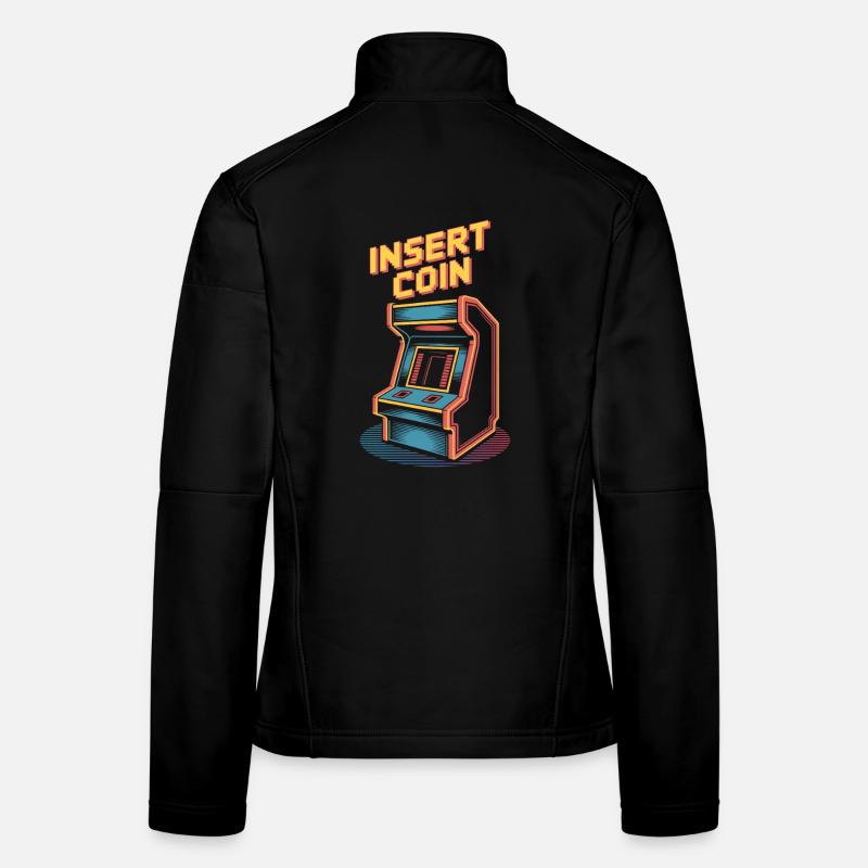 Insert Coin Retro Arcade Gaming Machine Women's Softshell Jacket