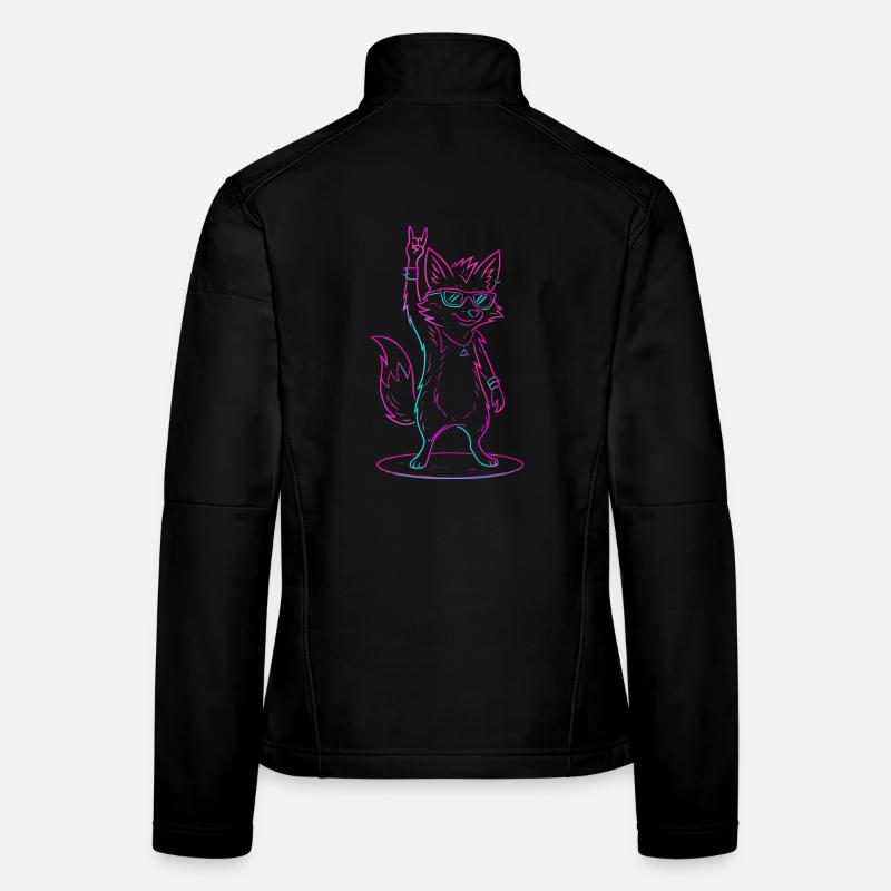 Rocking Fox With Sunglasses Cool Women's Softshell Jacket