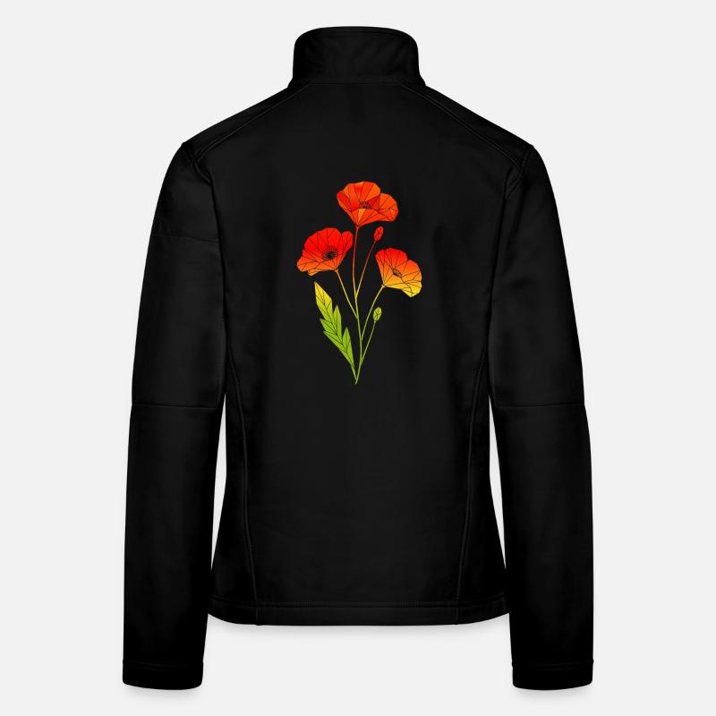 Geometrische Mohnblumen im Polygon Stil Frauen Softshelljacke