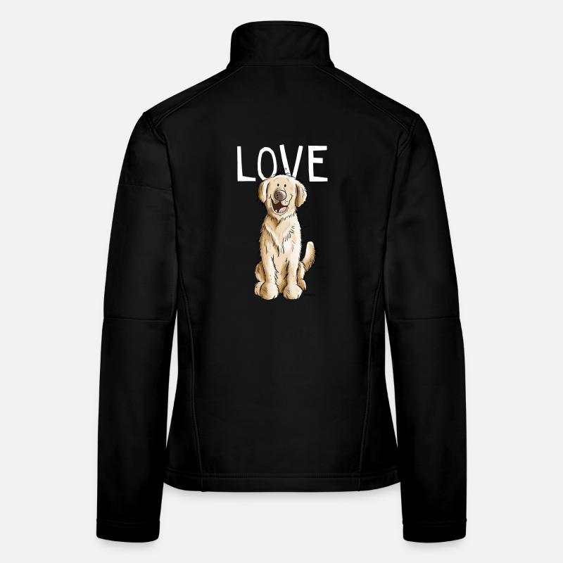 I Love Golden Retriever - Hund - Comic - Geschenk - Frauen Softshelljacke - Schwarz