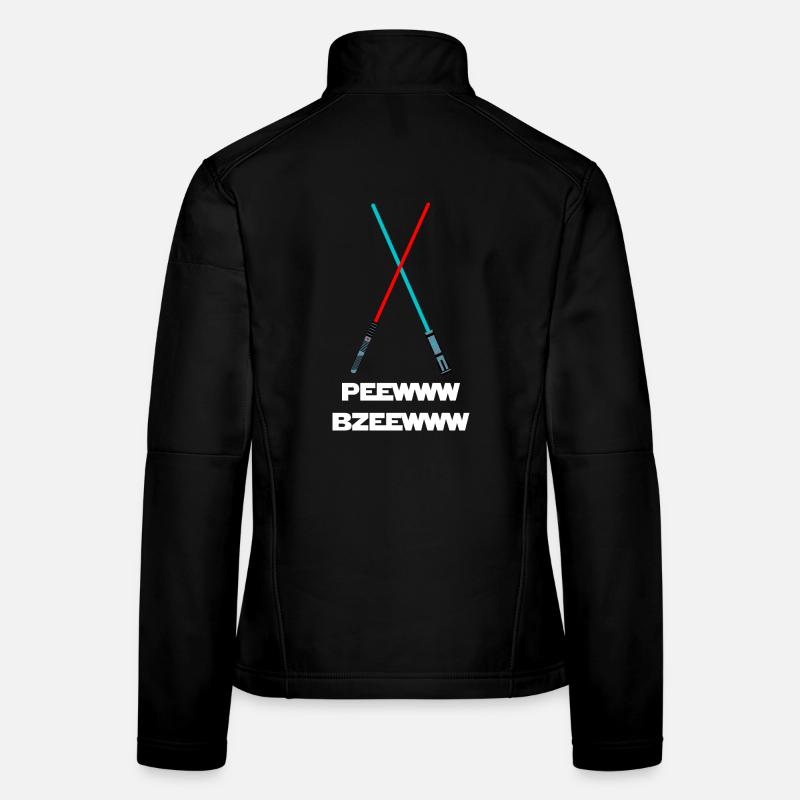 peewww bzeewww drôle de sabre laser conception de mots lumineux Veste en tissu softshell Femme