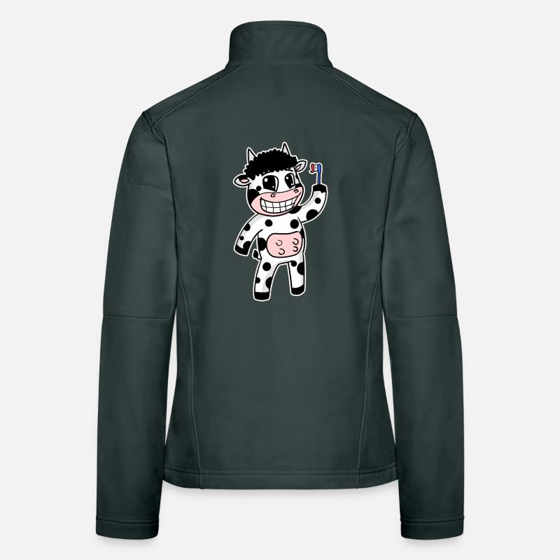 Vache avec brosse à dents Veste en tissu softshell Femme